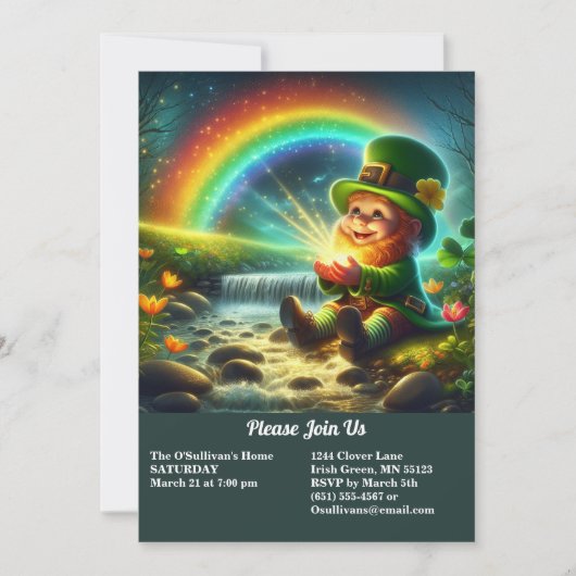 Lucky Leprechaun Goud & Regenboog St. Patrick's Da Kaart (Voorkant)