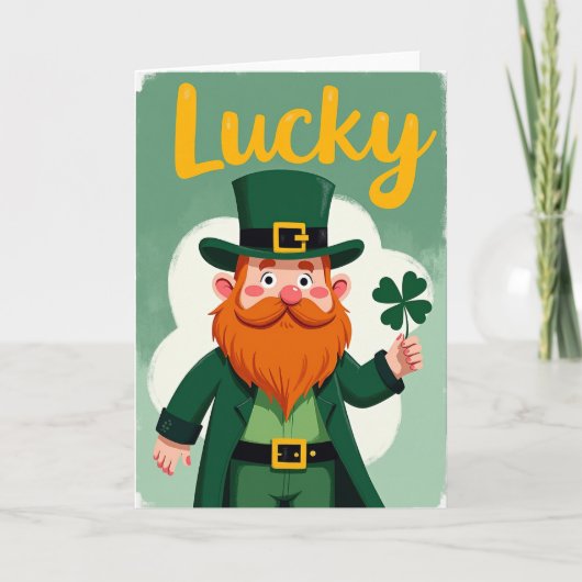 Lucky Leprechaun Goud Script Kaart (Voorkant)