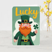 Lucky Leprechaun Goud Script Kaart (Gele Bloem)
