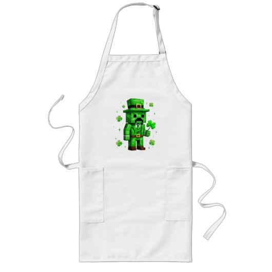 Lucky Leprechaun Grappige St. Patrick's Dag Videog Lang Schort (Voorkant)