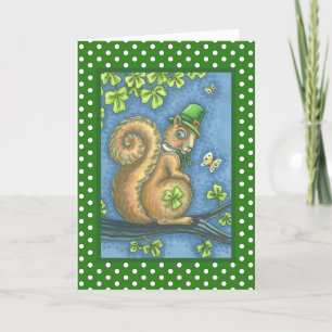LUCKY LEPRECHAUN IRISH SQUIRREL WENSKAART Vers Kaart