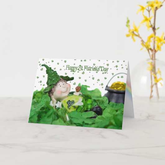 Lucky Leprechaun Kaart (Gele Bloem)