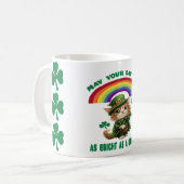 Lucky Leprechaun Kat & Regenboog Koffiemok (Voorkant links)