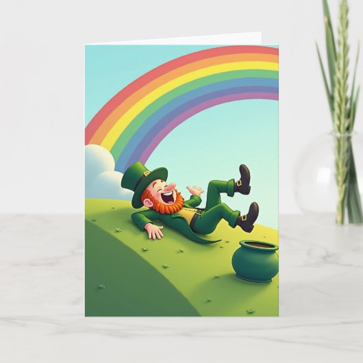 Lucky Leprechaun Lachende Kaart (Voorkant)