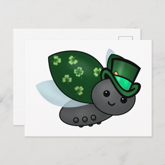 Lucky Leprechaun Ladybug Briefkaart (Voorkant / Achterkant)