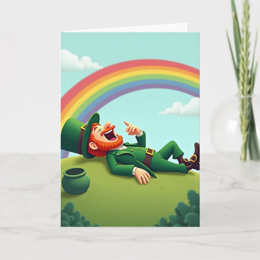 Lucky Leprechaun Laughter Card Kaart (Voorkant)