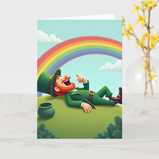 Lucky Leprechaun Laughter Card Kaart (Gele Bloem)