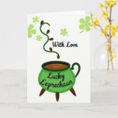 Lucky Leprechaun Liefde Voor Partner Kaart (Gele Bloem)