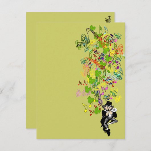 Lucky Leprechaun met shamrocks Briefkaart (Voorkant / Achterkant)
