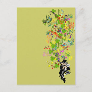 Lucky Leprechaun met shamrocks Briefkaart