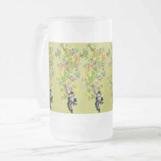 Lucky Leprechaun met shamrocks Matglas Bierpul (Voorkant links)