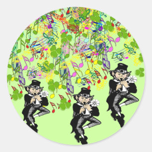 Lucky Leprechaun met shamrocks Ronde Sticker