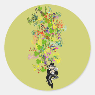 Lucky Leprechaun met shamrocks Ronde Sticker