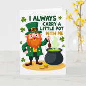 Lucky Leprechaun Pot of Gold Kaart (Gele Bloem)