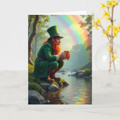 Lucky Leprechaun Regenboog Dag Kaart (Gele Bloem)