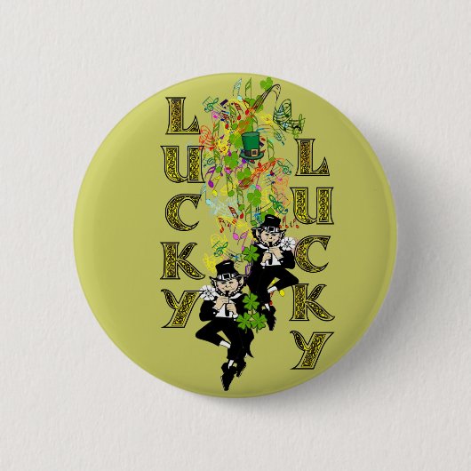 Lucky Leprechaun Ronde Button 5,7 Cm (Voorkant)