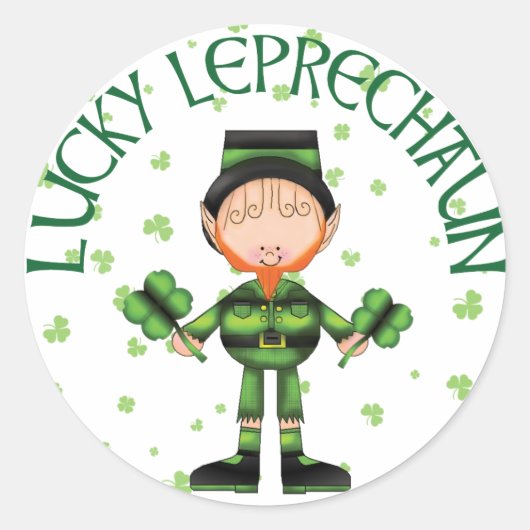 Lucky Leprechaun Ronde Sticker (Voorkant)