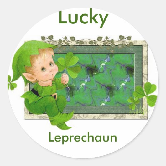 Lucky Leprechaun Ronde Sticker (Voorkant)