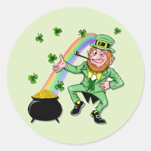 Lucky Leprechaun Ronde Sticker (Voorkant)