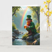 Lucky Leprechaun Scene Greeting Card Kaart (Gele Bloem)