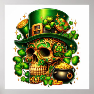 Lucky Leprechaun Skull Poster