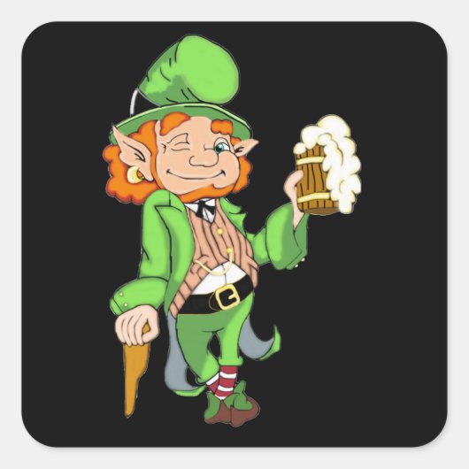 Lucky Leprechaun Square Stickers (Voorkant)