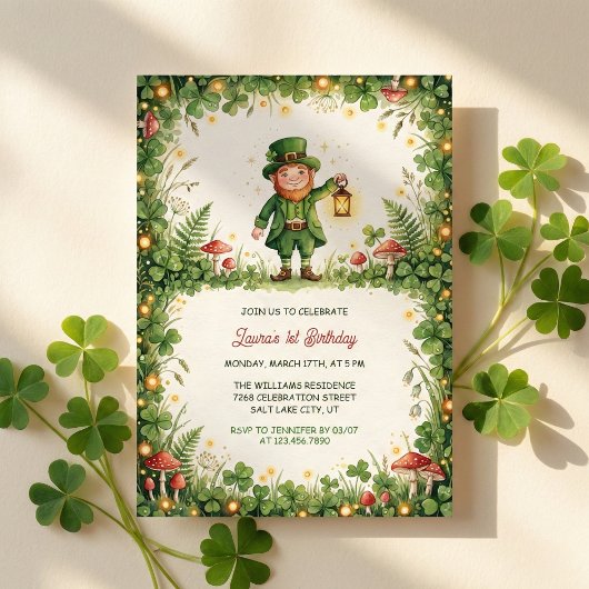 Lucky Leprechaun St. Patrick Eerste Verjaardagsfee Kaart