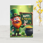 Lucky Leprechaun St. Patrick's Day Kaart (Gele Bloem)