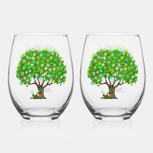 Lucky Leprechaun Stemless wijnglazen Wijnglas Zonder Voet (Achterkant)