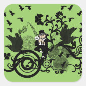 Lucky Leprechaun Vierkante Sticker (Voorkant)