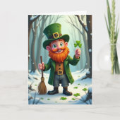 Lucky Leprechaun Winter Card Kaart (Voorkant)