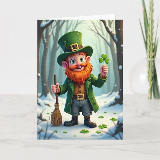 Lucky Leprechaun Winter Kaart (Voorkant)