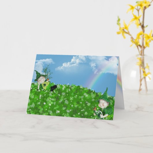 Lucky Leprechauns Kaart (Gele Bloem)