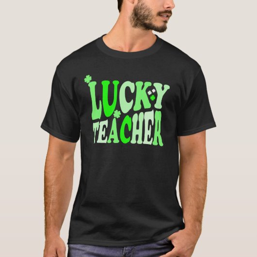 Lucky leraar met shamrocks voor sint-Patricks dag T-shirt (Voorkant)