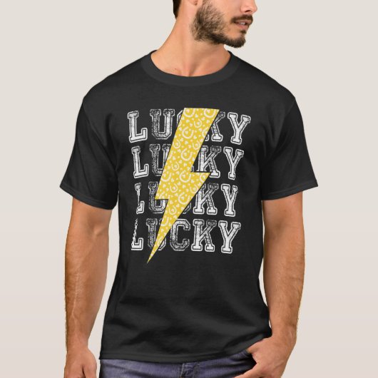 Lucky Lightning Bolt St Patrick's Day C Horseshoe T-shirt (Voorkant)