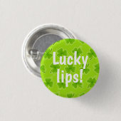 Lucky Lips Green Shamrock Ronde Button 3,2 Cm (Voorkant /achterkant)