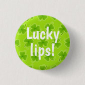 Lucky Lips Green Shamrock Ronde Button 3,2 Cm (Voorkant)