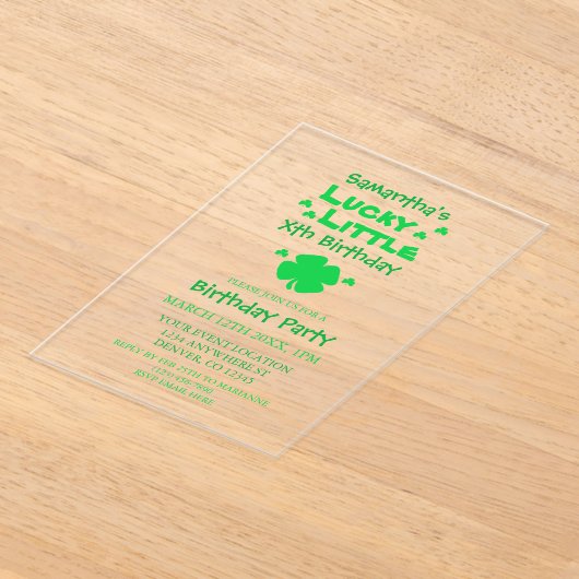 Lucky Little Birthday Acryl Uitnodigingen (Laagn)