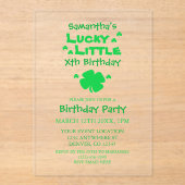 Lucky Little Birthday Acryl Uitnodigingen (Voorkant)