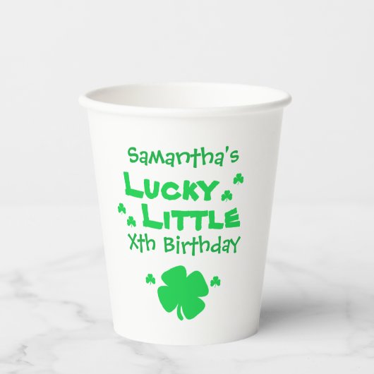 Lucky Little Birthday Papieren Bekers (Voorkant)