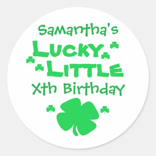 Lucky Little Birthday Ronde Sticker (Voorkant)