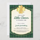 Lucky Little Clover Green 1e verjaardagsfeestje Kaart (Voorkant)