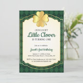 Lucky Little Clover Green 1e verjaardagsfeestje Kaart (Staand voorkant)