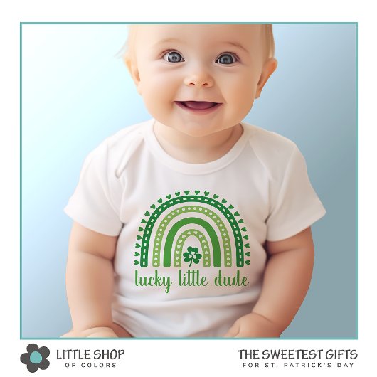 Lucky Little Dude Rainbow Shamrock St Patrick's Romper