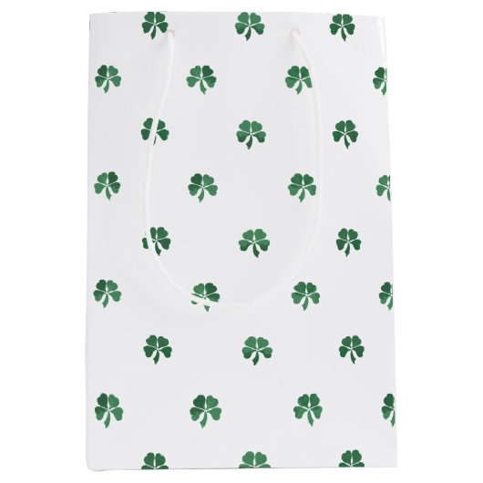 Lucky Little Four Leaf Clovers Saint Patricks Day Medium Cadeauzakje (Voorkant)