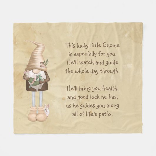 Lucky Little Gnome Good Health Luck Fun Fleece Deken (Voorkant (Horizontaal))