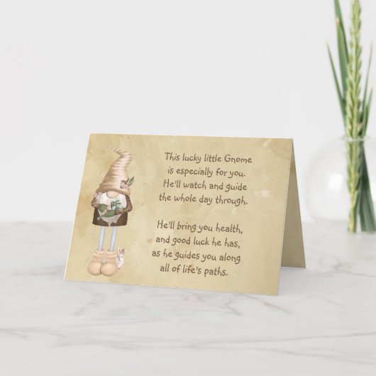 Lucky Little Gnome Good Health Luck Fun Kaart (Voorkant)