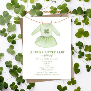 Lucky Little Lady St Patrick's Clover Baby shower Kaart