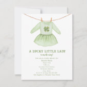 Lucky Little Lady St Patrick's Clover Baby shower Kaart (Voorkant)