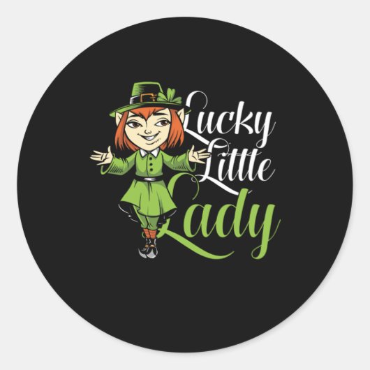 Lucky Little Lady St Patricks Day Gift Ronde Sticker (Voorkant)